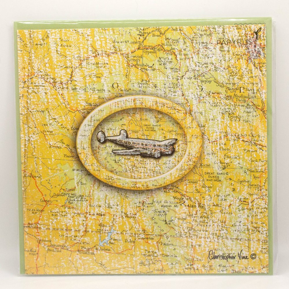 Bon Voyage Travel Airplane Christopher Vine Papyrus Card